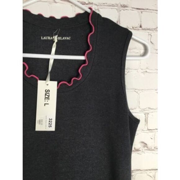 Laura Hlavac Dress Womens Size Large Ruffly Sheath Gray/Black Sleeveless Neutral - Picture 4 of 10